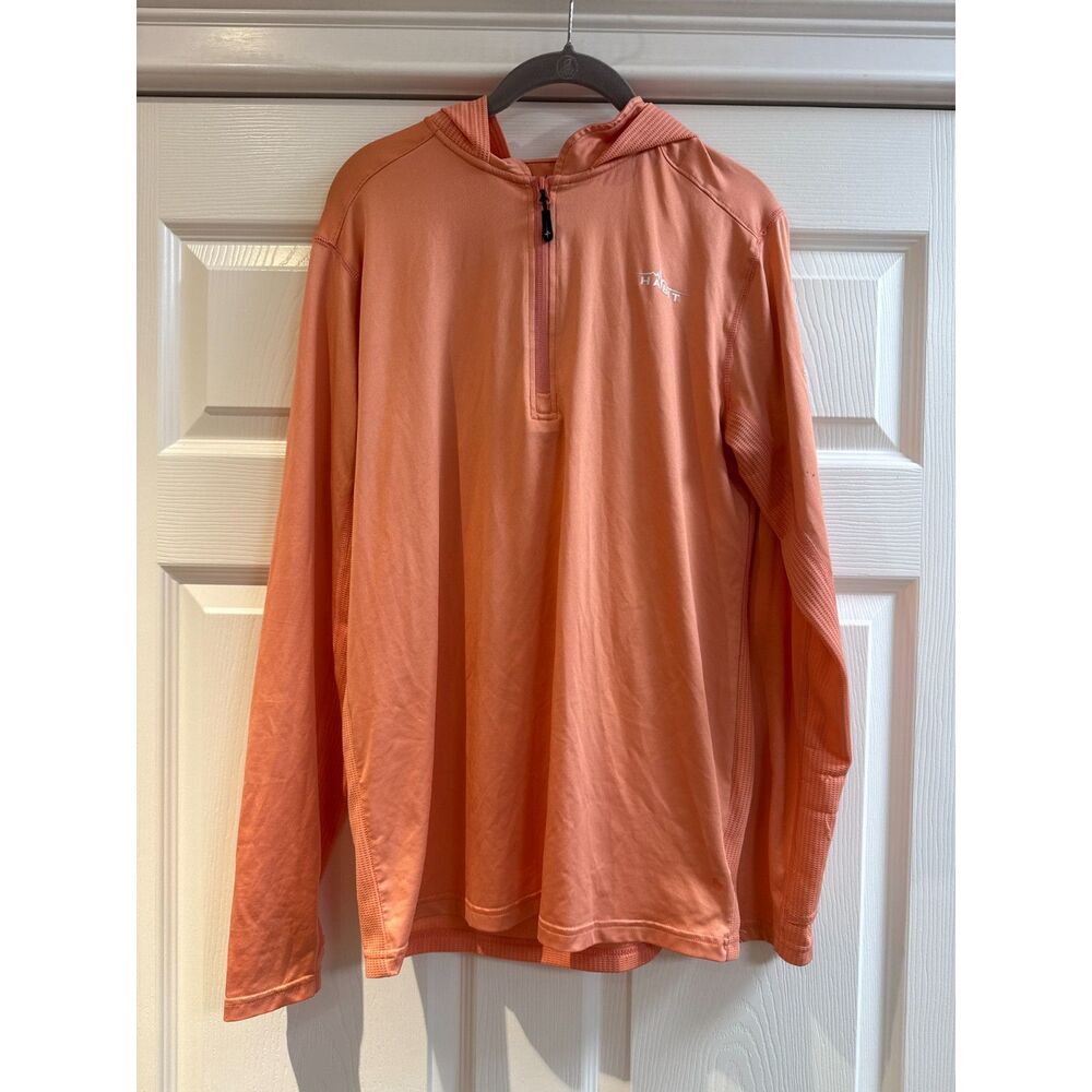 Habit Solar Factor Hooded Long Sleeve Sun Fishing Shirt Mens Small Salmon Orange